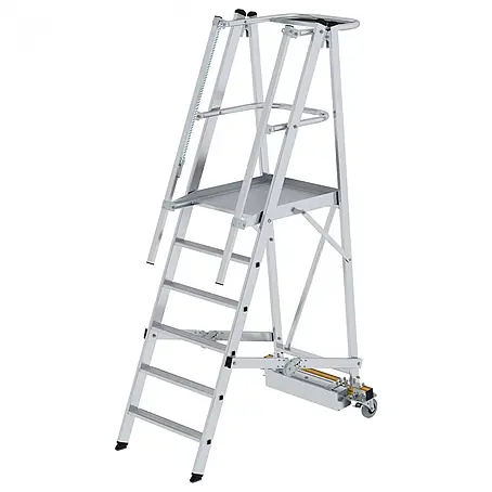 Munk  Podestleiter Podestleiter fahrbar mit schmaler Traverse 6 Stufen