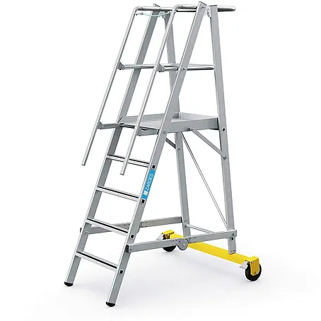 Zarges  Podestleiter fahrbare Podestleiter ZAP Safemaster Plus S klappbar 5 Stufen