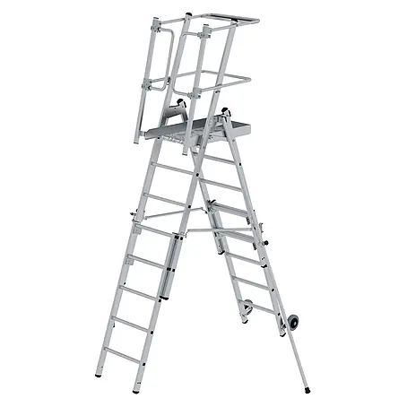 MUNK Plattformleiter FlexxStep 6 Sprossen mit Teleskopaufsatz plus 2 Sprossen