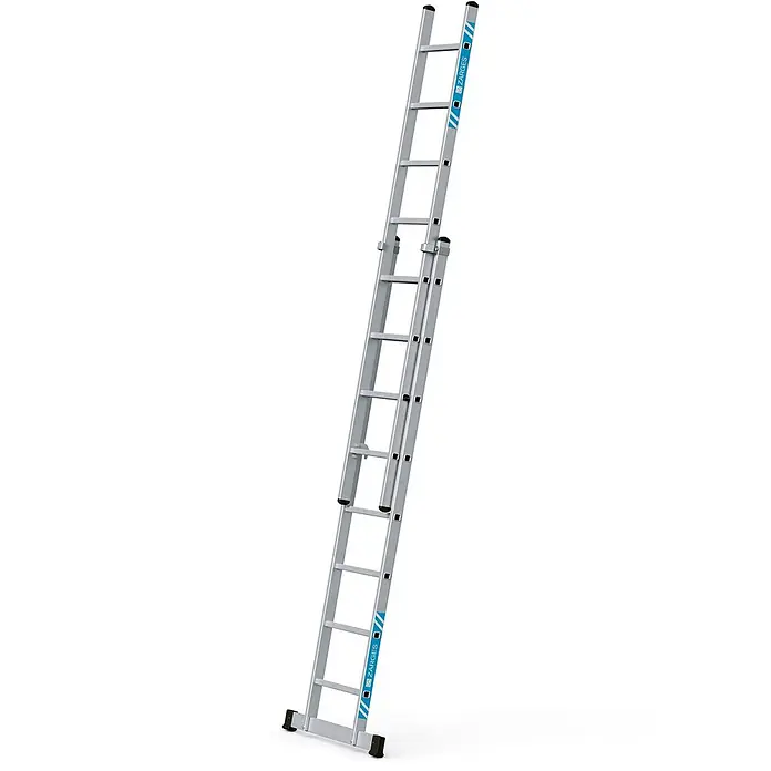 Zarges Schiebeleiter Schiebeleiter Everest 2E 2x8 Sprossen - Anzahl Tritte: 8 Stk., Arbeitshöhe: 4.850 m, Aluminium - Zweiteilige silberne Aluminium-Anlegeleiter.