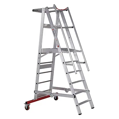 Euroline  Podestleiter Premium 32777 Podestleiter fahrbar 6 Stufen