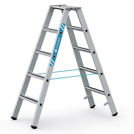 Zarges  Stehleiter gebördelte Stehleiter, eloxiert Saferstep B 2x5 Stufen