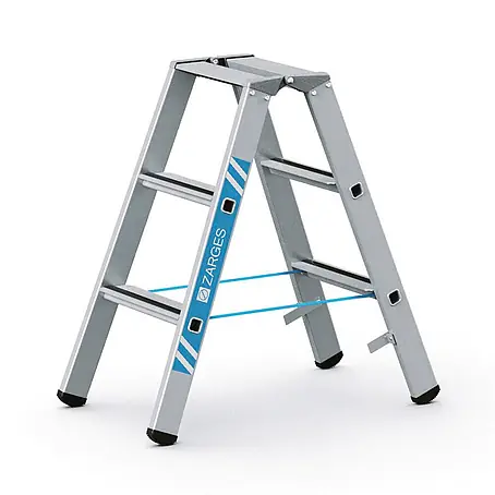 Zarges  Stehleiter gebördelte Stehleiter, eloxiert Saferstep B 2x3 Stufen