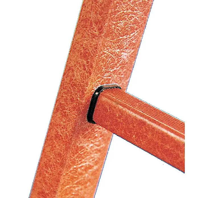 Zarges Stehleiter Vollkunststoff-Sprossen-Stehleiter EFA B 2x14 Sprossen - Anzahl Tritte: 14 Stk., Arbeitshöhe: 5.200 m, Kunststoff - Texturierte orangefarbene Fiberglas-Leitersprosse und -holm, mit schwarzer Halterung verbunden.