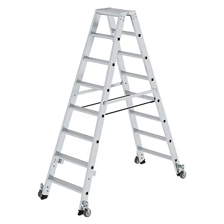 Munk  Stehleiter Stehleiter beidseitig begehbar mit Rollen 2x8 Stufen