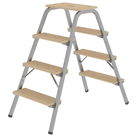 Munk  Stehleiter Stahl-Holz-Tritt 4 Stufen