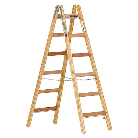 Euroline  Stehleiter Holz Sprossenstehleiter 2x6 Sprossen