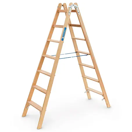 Zarges  Stehleiter Holz Stehleiter Crestastep B, beidseitig begehbar 2x7 Stufen