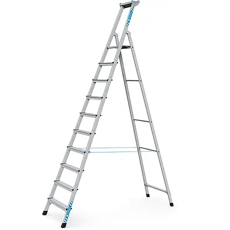 Zarges  Stehleiter genietete Stehleiter, eloxiert Xlstep S 10 Stufen