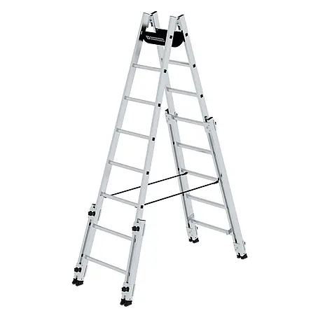 Munk  Stehleiter Aluminium Stehleiter, treppengängig, mit 4 Holmverlängerungen 2x8 Sprosse