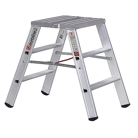 Euroline  Stehleiter Premium 30581 Stufenstehleiter breit 2x3 Stufen