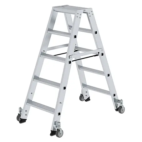 Munk  Stehleiter Stehleiter beidseitig begehbar mit Rollen 2x5 Stufen