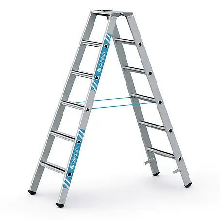 Zarges  Stehleiter gebördelte Stehleiter, eloxiert Saferstep B 2x6 Stufen