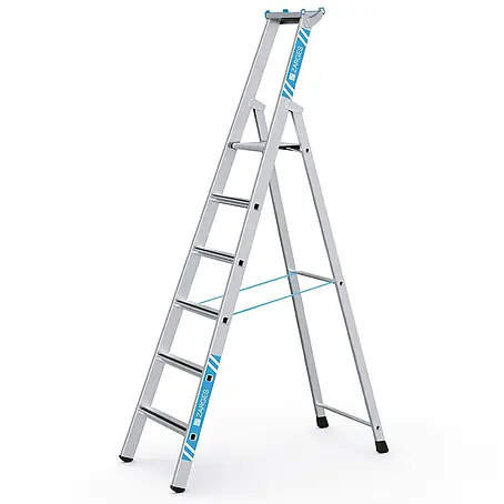 Zarges  Stehleiter gebördelte Stehleiter Saferstep S eloxiert 6 Stufen