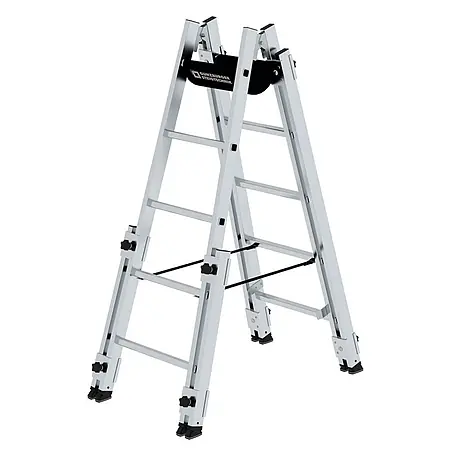 Munk  Stehleiter Aluminium Stehleiter, treppengängig, mit 4 Holmverlängerungen 2x5 Sprosse