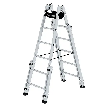 Munk  Stehleiter Aluminium Stehleiter, treppengängig, mit 4 Holmverlängerungen 2x6 Sprosse
