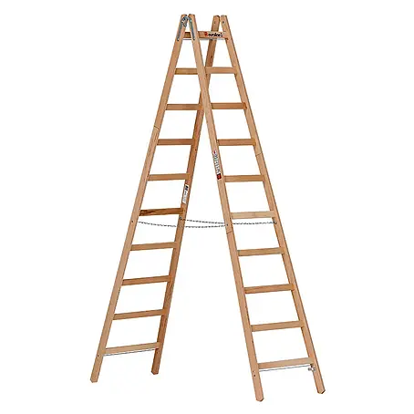 Euroline  Stehleiter Holz Sprossenstehleiter 2x10 Sprossen