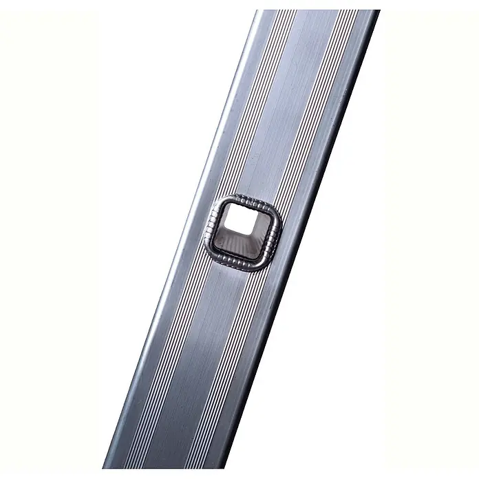 Facal Stehleiter Teleskopleiter Brikoplus S600 2x4+2x5 Sprossen - Anzahl Tritte: 5 Stk., Arbeitshöhe: 5.800 m, Aluminium - Silbernes Aluminium-Leiterholm mit verstärkter quadratischer Verbindungsöffnung.