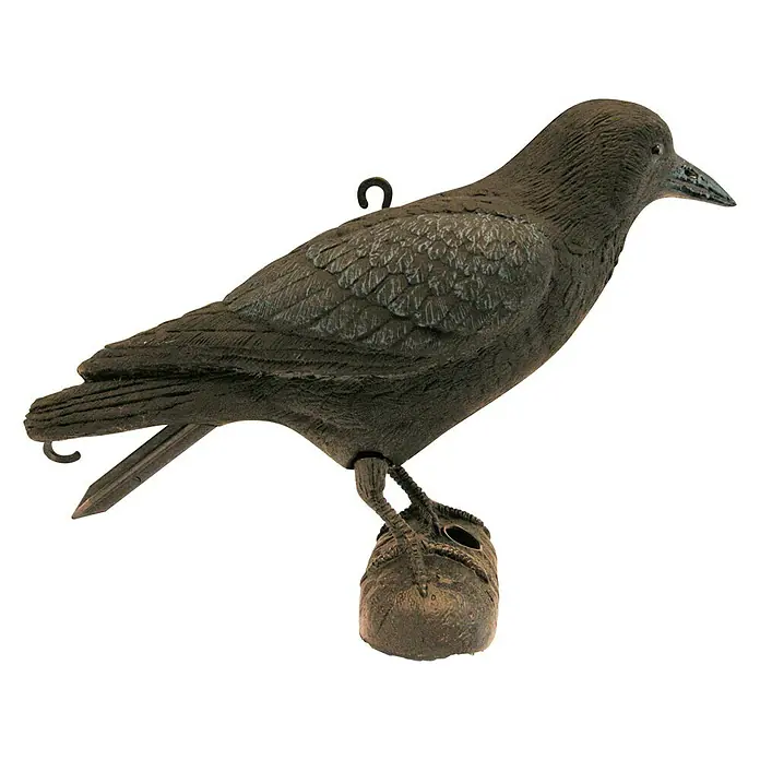 Altadex Figura decorativa Cuervo - Plástico - Un señuelo de cuervo de plástico detallado para el control de aves y la decoración del jardín, con un bucle para colgar para facilitar el montaje.