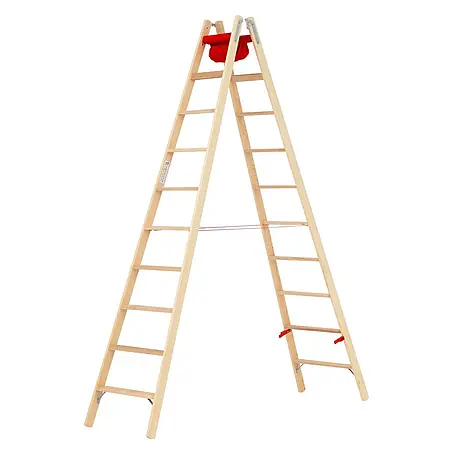 Hymer  Stehleiter Holz Stufenstehleiter mit Textiltasche 2x10 Stufen