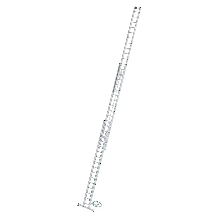 Munk Seilzugleiter Seilzugleiter mit nivello-Traverse 3x16 Sprossen - Anzahl Tritte: 16 Stk., Arbeitshöhe: 11.900 m, Aluminium - Lange, ausziehbare Aluminiumleiter mit mehreren Abschnitten und Seilzugsystem zur einfachen Verlängerung.