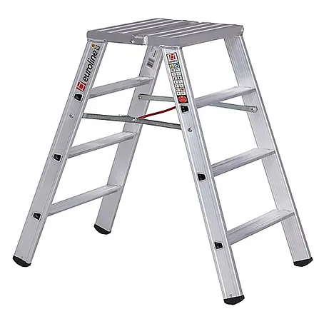 Euroline  Stehleiter Premium 30581 Stufenstehleiter breit 2x4 Stufen