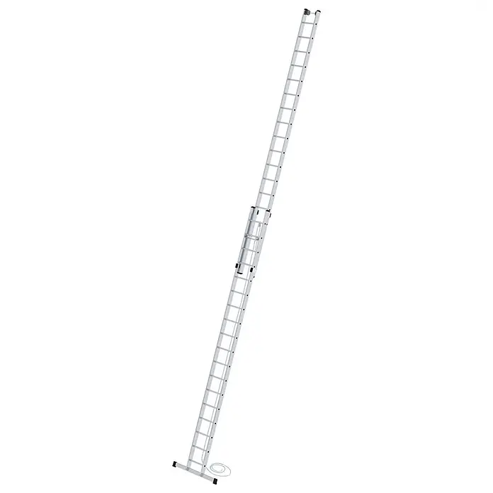Munk Seilzugleiter Seilzugleiter mit Traverse 2x18 Sprossen - Anzahl Tritte: 18 Stk., Arbeitshöhe: 10.300 m, Aluminium - Lange, silberne Ausziehleiter mit Seilzugsystem.