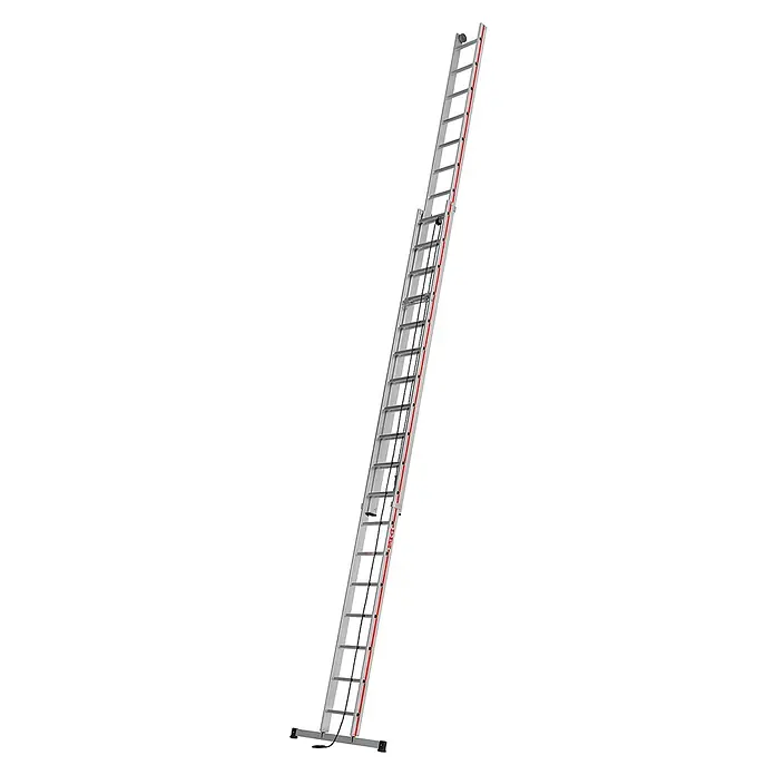 Hymer Seilzugleiter Seilzugleiter 2x18 Sprossen - Arbeitshöhe: 9.590 m, Aluminium - Silberne Aluminium-Seilzugleiter mit breitem Sicherheitsfuß.