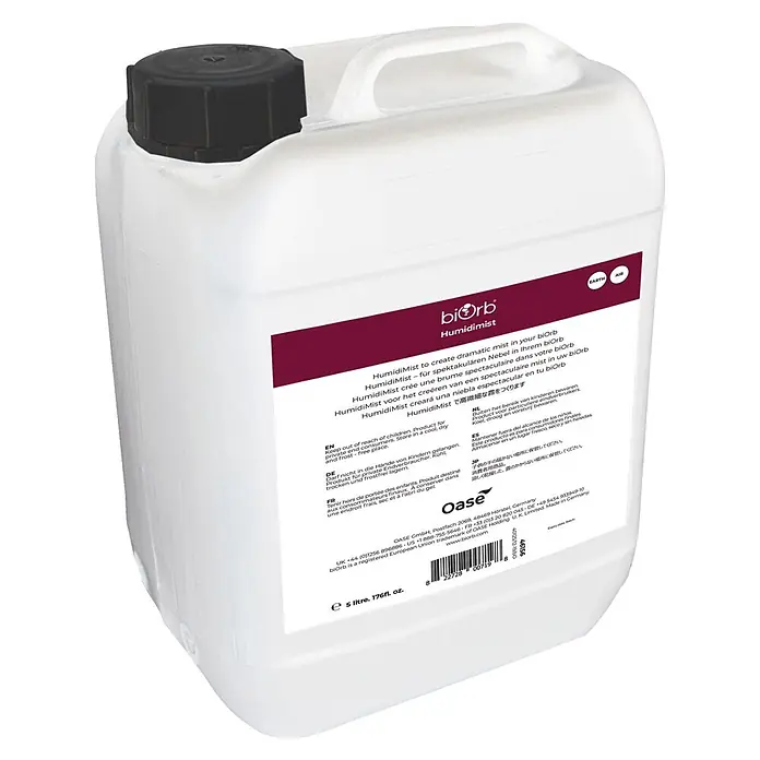 biOrb Nebelflüssigkeit HumidiMist - 5 l, Passend für: biOrb AIR Terrarien - Weißer 5L Kunststoffbehälter mit biOrb Humidimist, dunklem Schraubverschluss und Etikett.