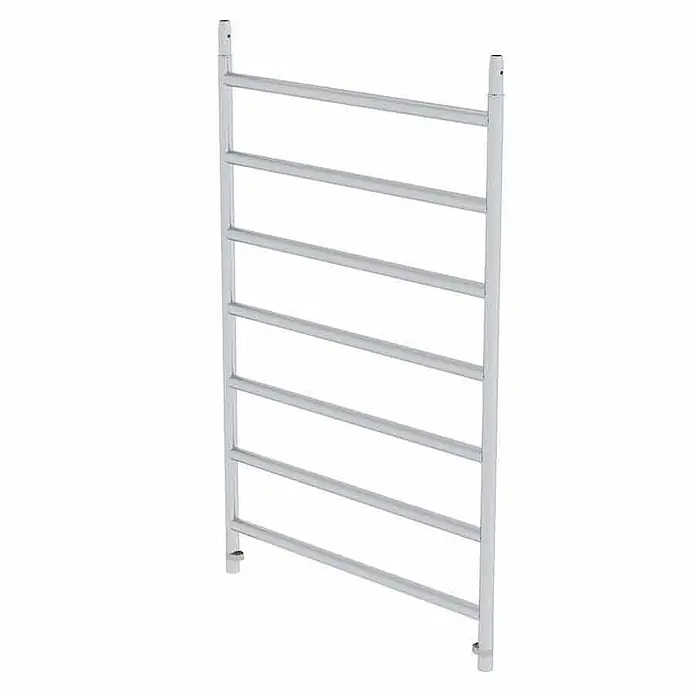 Munk Rollgerüst Aufsteckrahmen für Gerüstbreite 1350mm 7 Sprossen -  - Silberfarbener Handtuchwärmer im Leiterstil mit sechs Querstreben.