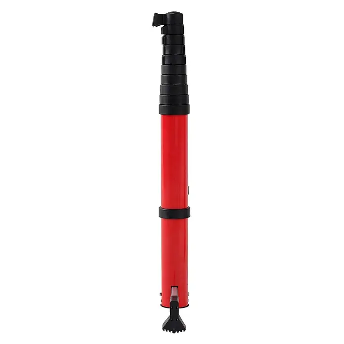 Altrex Teleskopleiter Teleskopleiter Smart Up Go 11 Sprossen - Anzahl Tritte: 11 Stk., Arbeitshöhe: 4.200 m, Aluminium - Roter und schwarzer mehrteiliger Teleskopheber, vollständig eingefahren, mit stabilem Fuß.