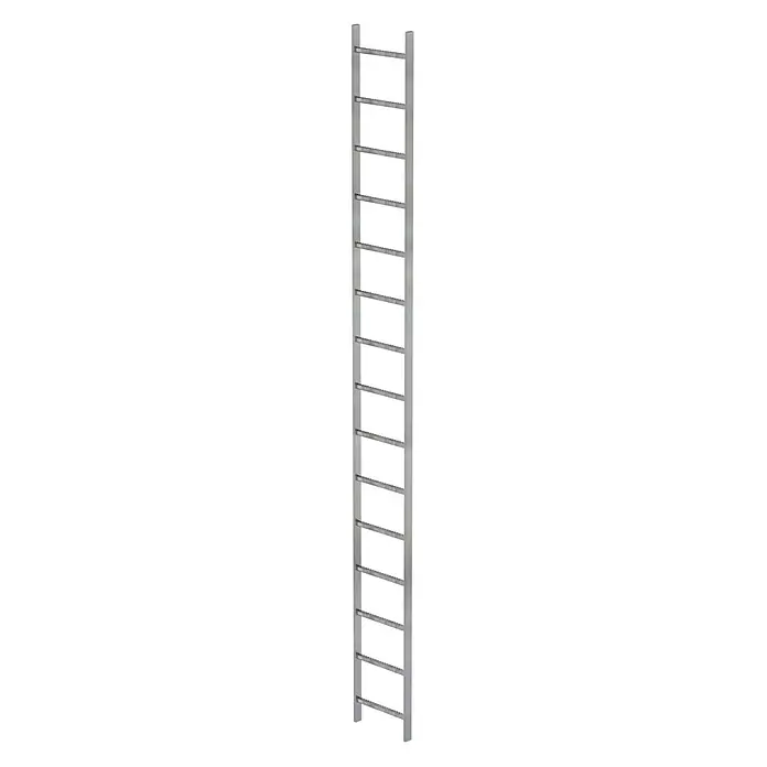 Munk Steigleiter Schachtleiter Stahl verzinkt 400mm breit 15 Sprossen 4,20m lang - Anzahl Tritte: 15 Stk., Stahl - Grauer Metall-Handtuchwärmer mit gerillten Querstreben.
