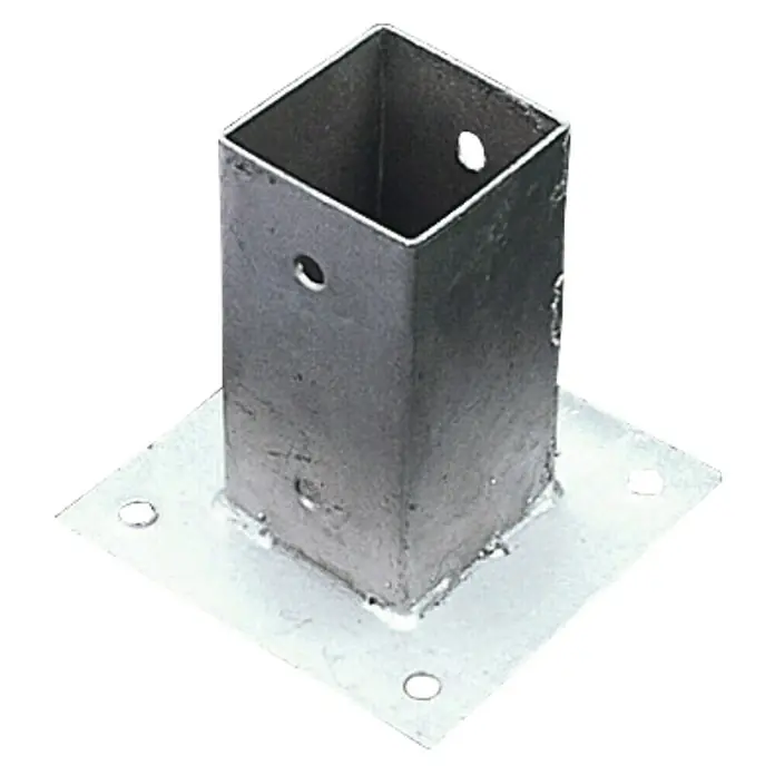 Cerland Soporte para poste - L x An: 7 x 7 cm, Específico para: Poste de 70 x 70 mm, Acero - Una base de metal para la fijación segura de postes. La placa base garantiza la estabilidad y facilita la instalación.
