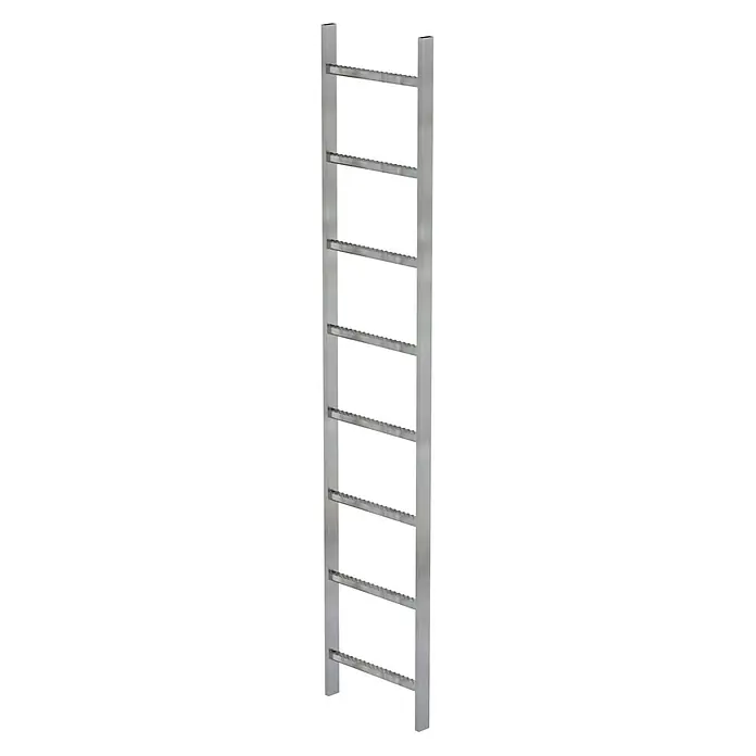 Munk Steigleiter Schachtleiter Stahl verzinkt 400mm breit 8 Sprossen 2,24m lang - Anzahl Tritte: 8 Stk., Stahl - Silberne Metallleiter mit texturierten Anti-Rutsch-Sprossen für sicheren vertikalen Zugang.
