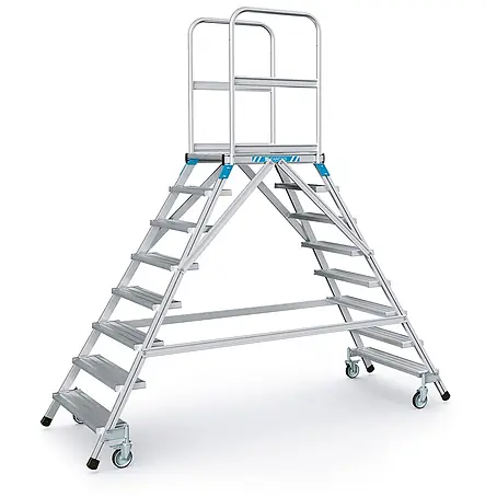 Zarges  Treppenpodest Podestleiter fahrbar mit 2x8 Leichtmetall-Stufen