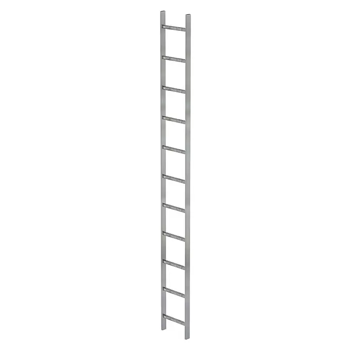 Munk Steigleiter Schachtleiter Stahl verzinkt 300mm breit 11 Sprossen 3,08m lang - Anzahl Tritte: 11 Stk., Stahl - Silberne Metall-Wandleiter mit rutschfesten, perforierten Sprossen.