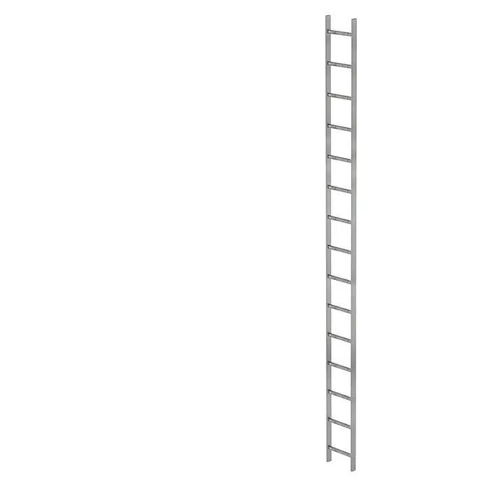 Munk Steigleiter Schachtleiter Stahl verzinkt 300mm breit 15 Sprossen 4,20m lang - Anzahl Tritte: 15 Stk., Stahl - Feste silberne Metall-Steigleiter mit Vierkantsprossen.