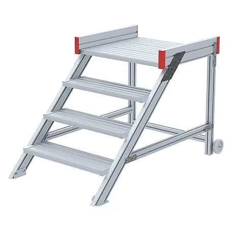 Euroline  Treppenpodest 514 Anstieg 45° 800mm Stufenbreite 4 Stufen Alu gerieft