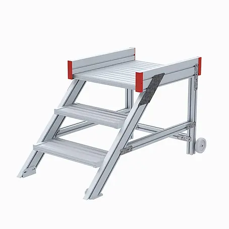 Euroline  Treppenpodest 514 Anstieg 45° 600mm Stufenbreite 3 Stufen Alu gerieft
