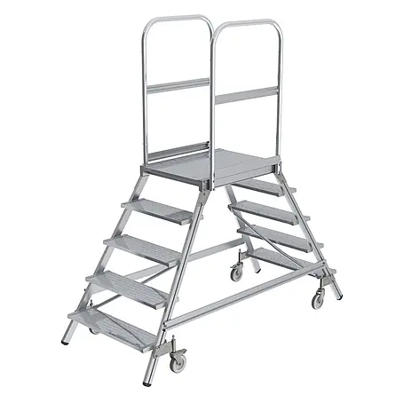 Munk  Treppenpodest Podestleiter fahrbar Aluminium geriffelt 2x5 Stufen