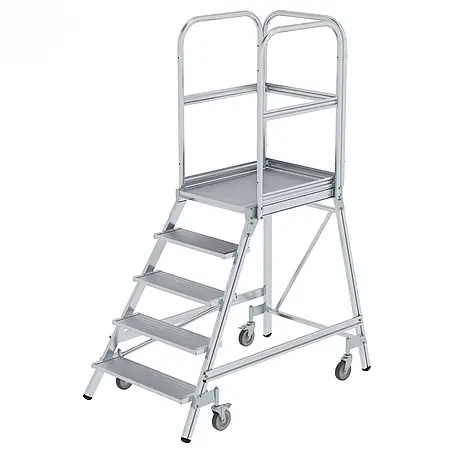 Munk  Treppenpodest Podestleiter fahrbar Aluminium geriffelt 5 Stufen