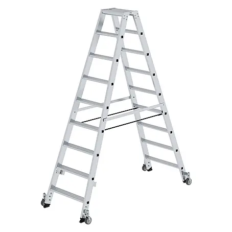 Munk  Stehleiter Stehleiter beidseitig begehbar mit Rollen 2x9 Stufen