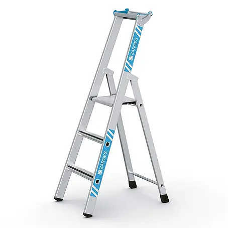 Zarges  Stehleiter gebördelte Stehleiter Saferstep S eloxiert 3 Stufen