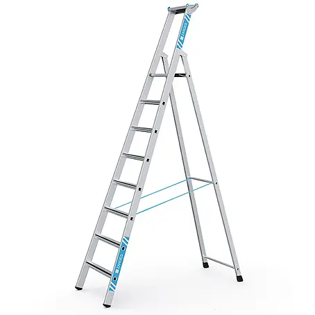 Zarges  Stehleiter gebördelte Stehleiter Saferstep S eloxiert 8 Stufen