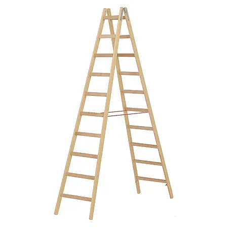 Hymer  Stehleiter Holz Sprossenstehleiter mit Eimerhaken 2x10 Sprossen