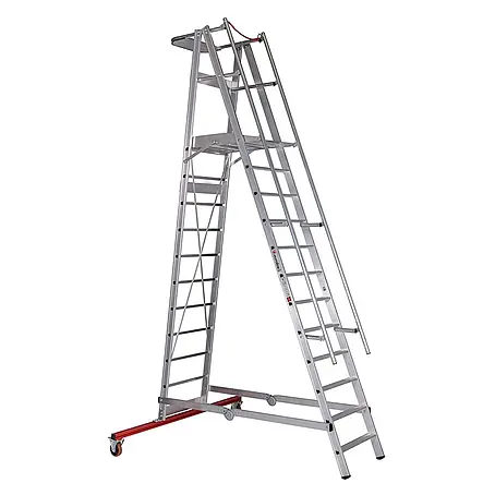 Euroline  Stehleiter Premium 32777 Podestleiter fahrbar 12 Stufen