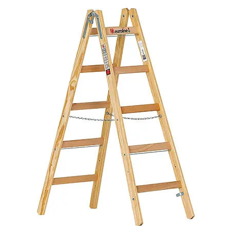 Euroline  Stehleiter Holz Sprossenstehleiter 2x5 Sprossen