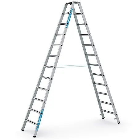Zarges  Stehleiter gebördelte Stehleiter, eloxiert Saferstep B 2x12 Stufen