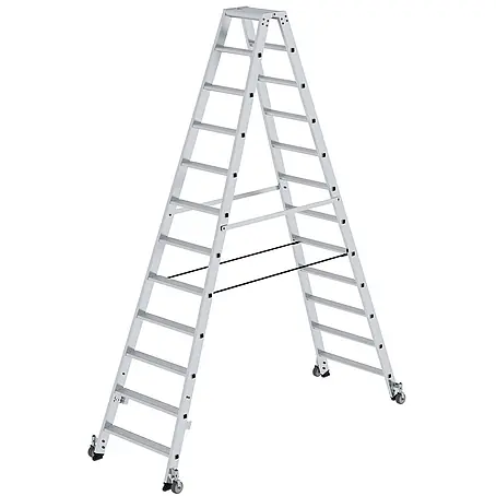 Munk  Stehleiter Stehleiter beidseitig begehbar mit Rollen 2x12 Stufen
