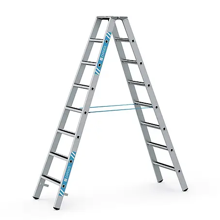 Zarges  Stehleiter gebördelte Stufen-Stehleiter R13step-B eloxiert 2x8 Stufen